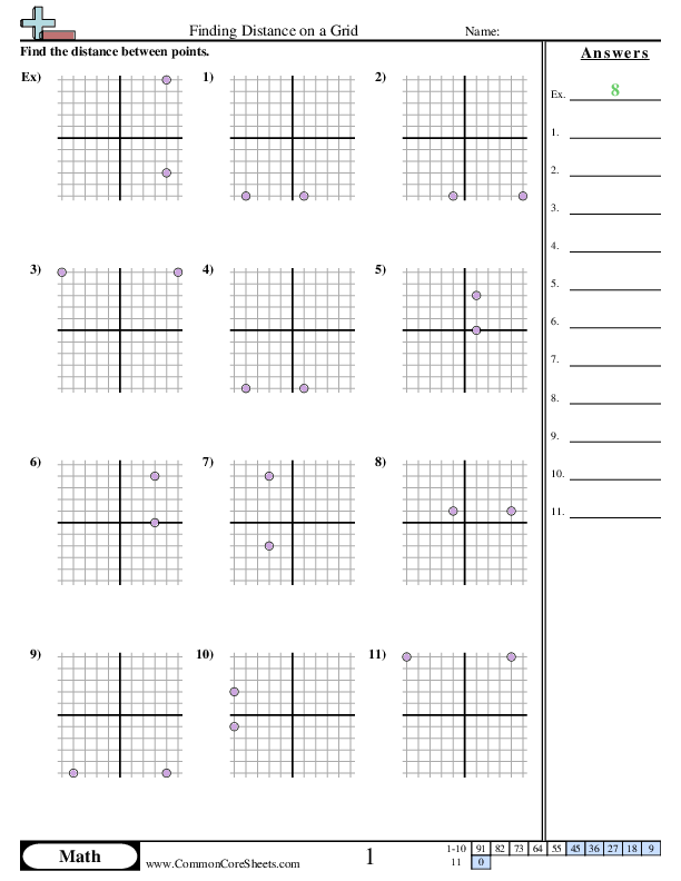 Finding Distance (Same X or Y) Worksheet - Finding Distance (Same X or Y) worksheet